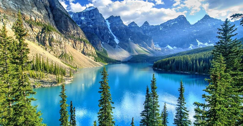 view of lake in the Canadian Rockies